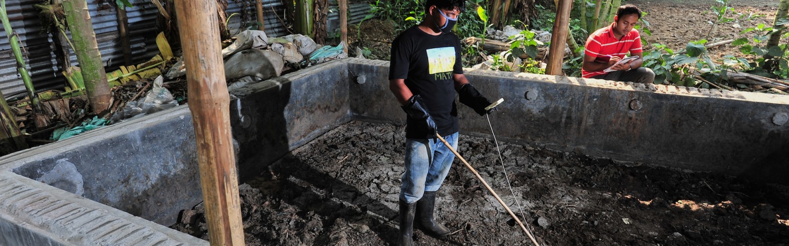 Checking the processed human waste