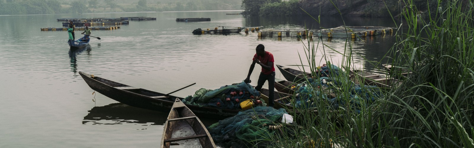 Fisherman by the Volta Lake.