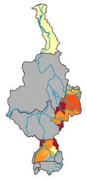 Map of the Nile basin showing infant morality rates