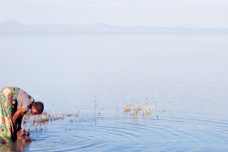 Woman gathering water in Malawi