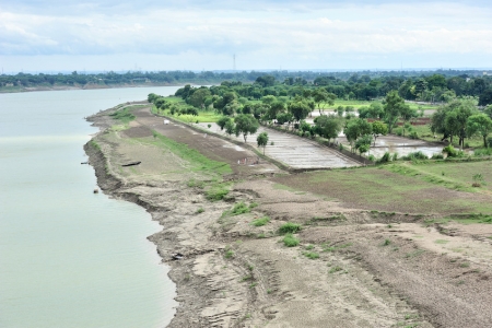 Agriculture on the banks of the Ganges river at Varanasi, India 